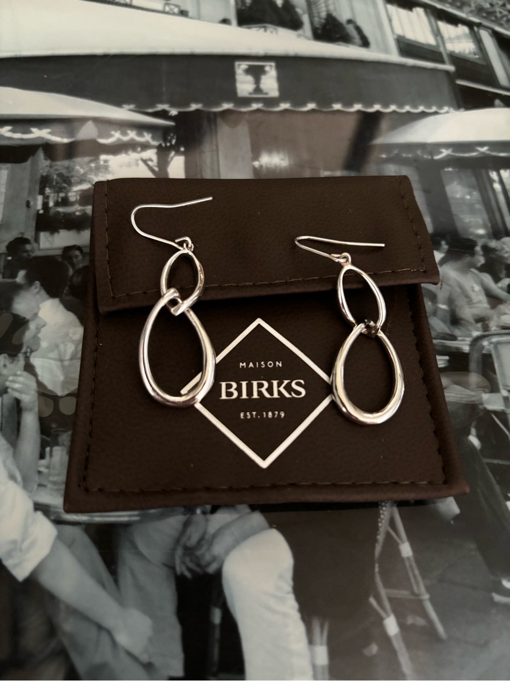 Birks Silver Linked Teardrop Drop Earrings